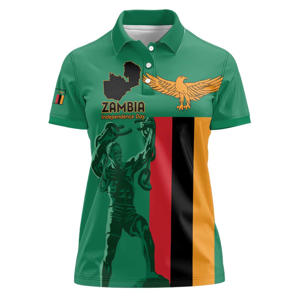 Personalized Zambia Independence Day Women Polo Shirt Lusaka Freedom Statue - Wonder Print Shop