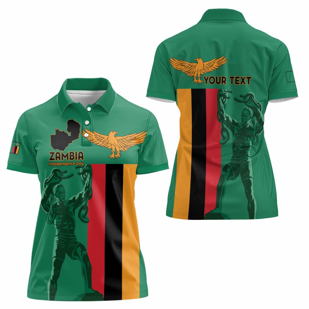 Personalized Zambia Independence Day Women Polo Shirt Lusaka Freedom Statue - Wonder Print Shop