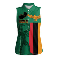 Personalized Zambia Independence Day Women Sleeveless Polo Shirt Lusaka Freedom Statue - Wonder Print Shop