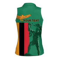Personalized Zambia Independence Day Women Sleeveless Polo Shirt Lusaka Freedom Statue - Wonder Print Shop