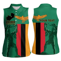 Personalized Zambia Independence Day Women Sleeveless Polo Shirt Lusaka Freedom Statue - Wonder Print Shop