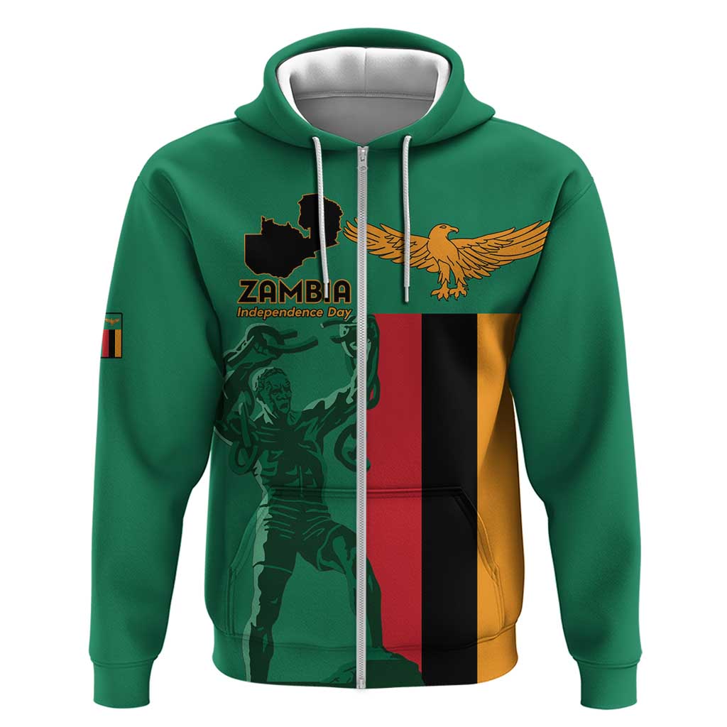 Personalized Zambia Independence Day Zip Hoodie Lusaka Freedom Statue - Wonder Print Shop