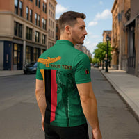 Personalized Zambia Independence Day Zipper Polo Shirt Lusaka Freedom Statue - Wonder Print Shop