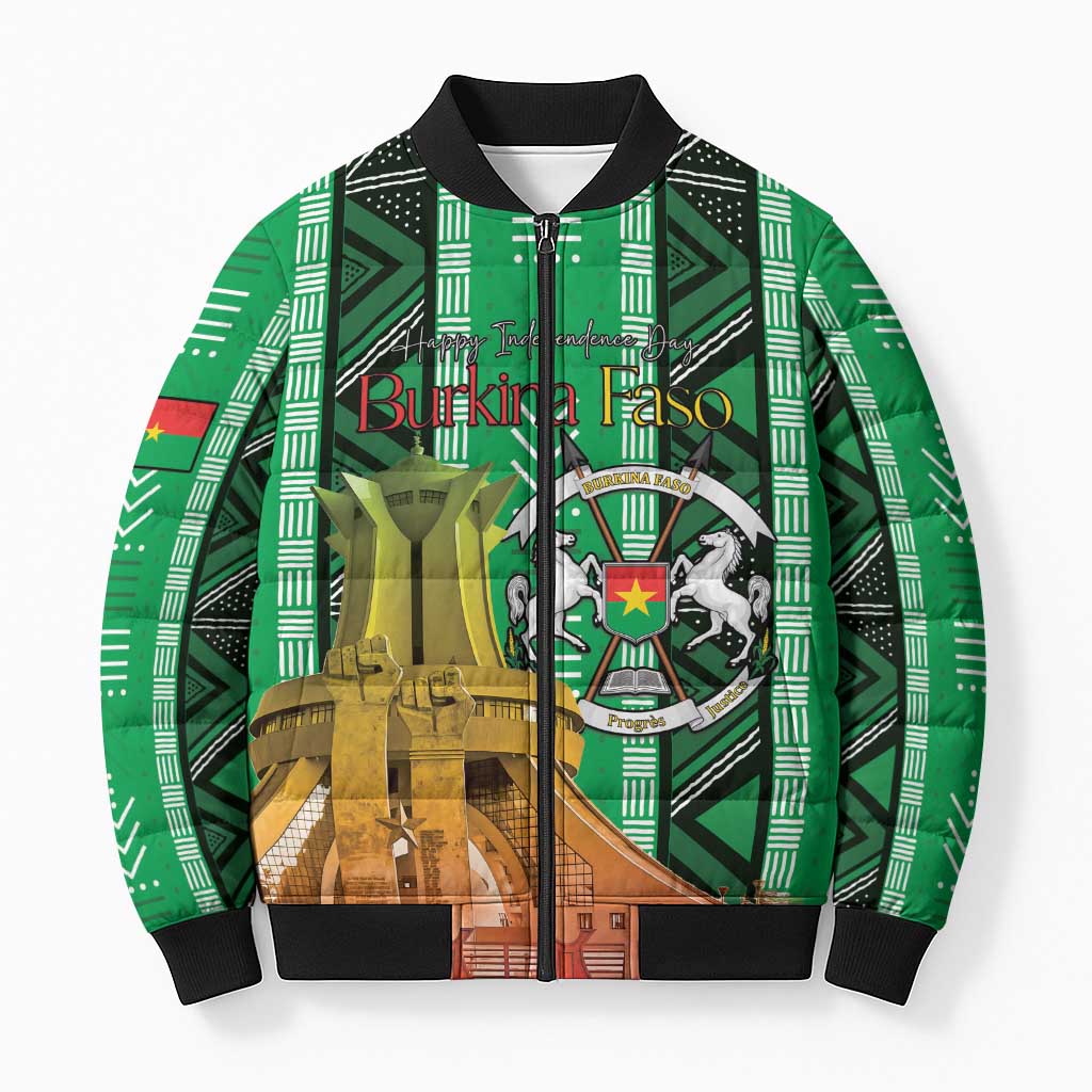 Personalized Burkina Faso Martyrs Day Bomber Puffer Jacket Monument des Heros Nationaux - Wonder Print Shop