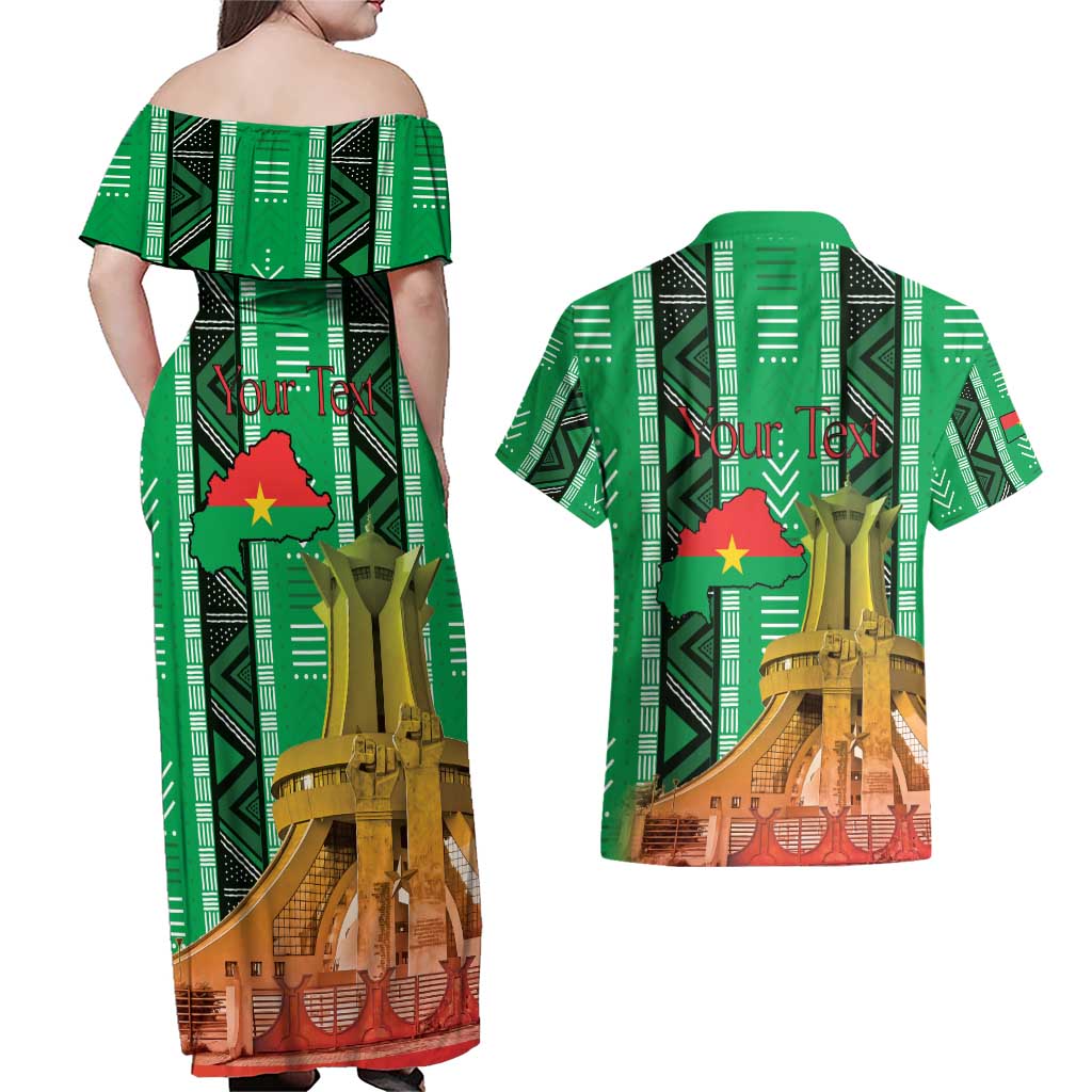 Personalized Burkina Faso Martyrs Day Couples Matching Off Shoulder Maxi Dress and Hawaiian Shirt Monument des Heros Nationaux - Wonder Print Shop
