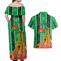 Personalized Burkina Faso Martyrs Day Couples Matching Off Shoulder Maxi Dress and Hawaiian Shirt Monument des Heros Nationaux - Wonder Print Shop