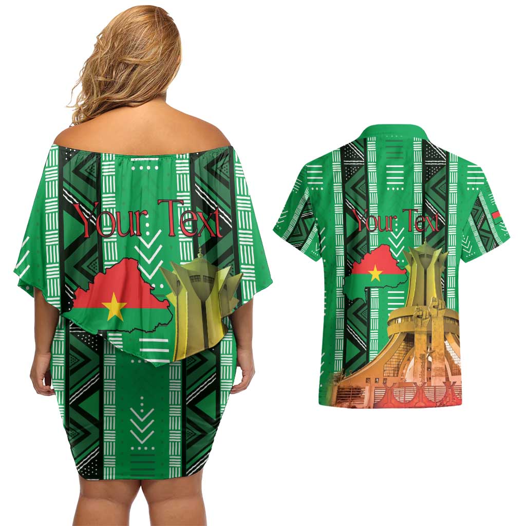 Personalized Burkina Faso Martyrs Day Couples Matching Off Shoulder Short Dress and Hawaiian Shirt Monument des Heros Nationaux - Wonder Print Shop