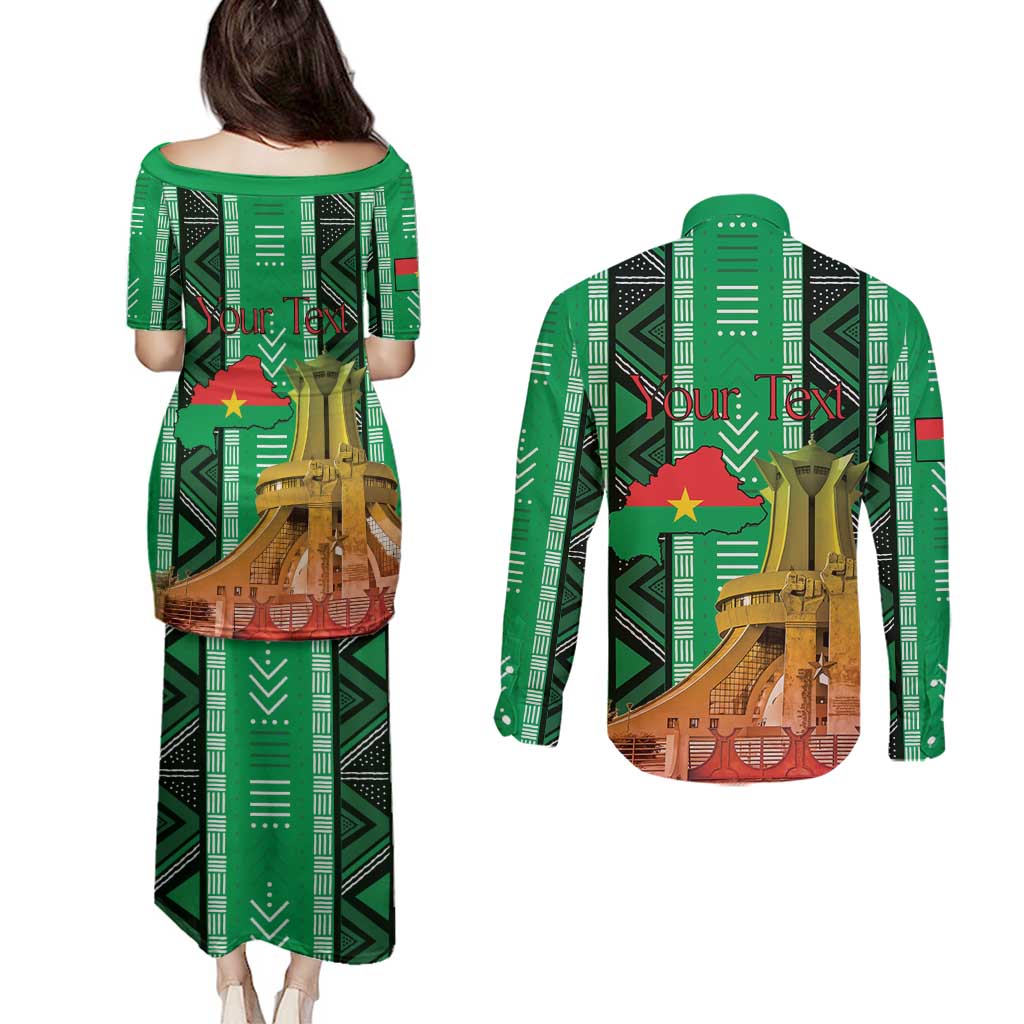 Personalized Burkina Faso Martyrs Day Couples Matching Puletasi and Long Sleeve Button Shirt Monument des Heros Nationaux - Wonder Print Shop