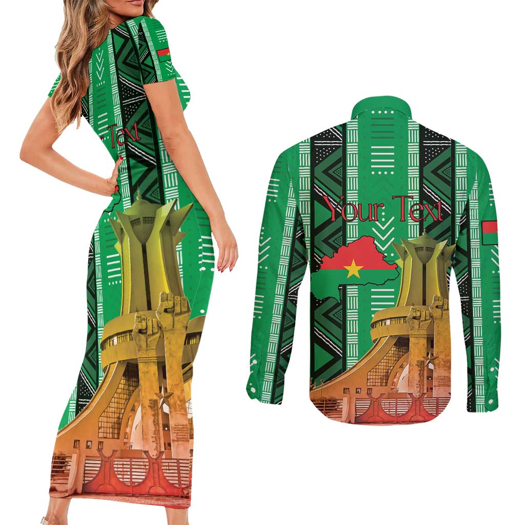 Personalized Burkina Faso Martyrs Day Couples Matching Short Sleeve Bodycon Dress and Long Sleeve Button Shirt Monument des Heros Nationaux - Wonder Print Shop