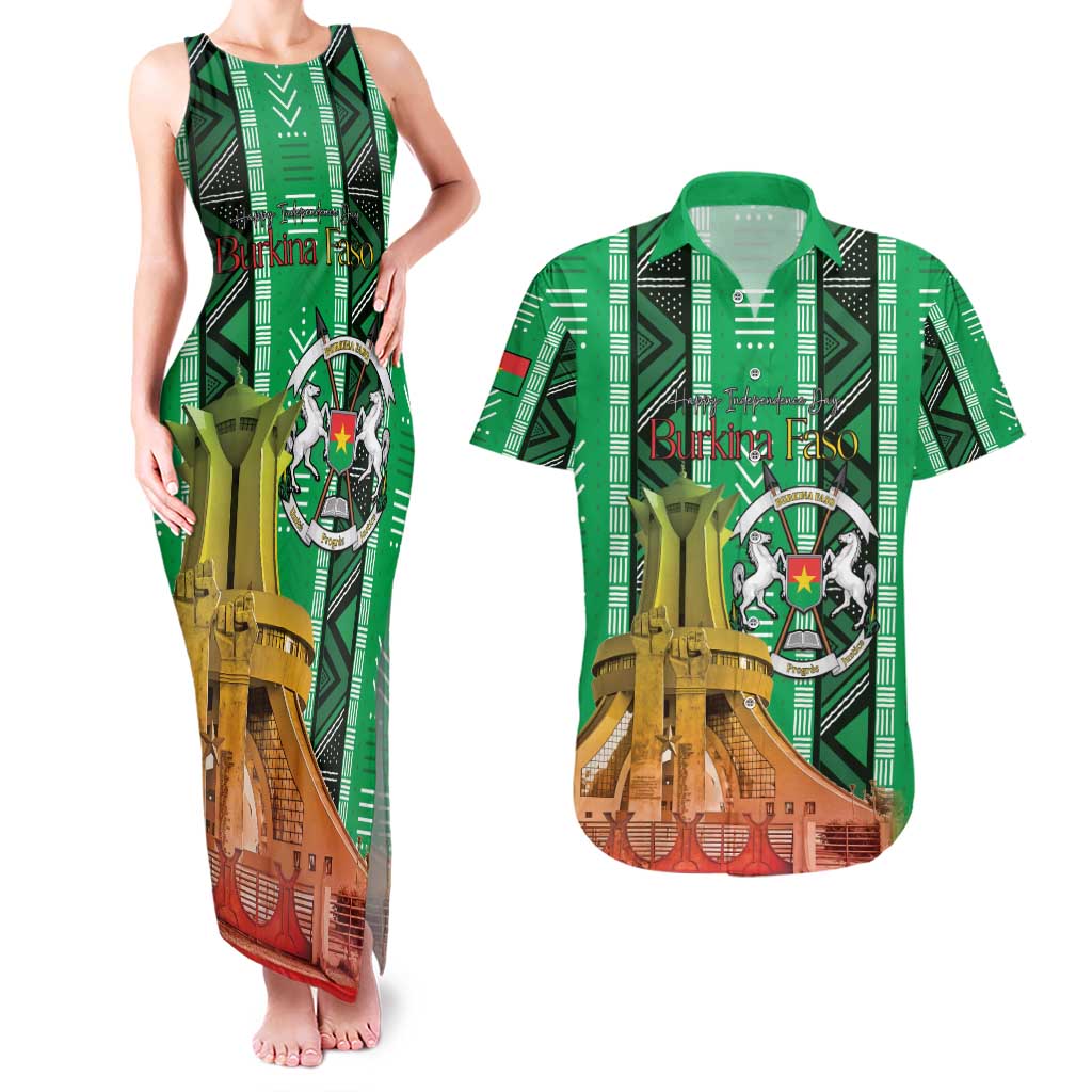 Personalized Burkina Faso Martyrs Day Couples Matching Tank Maxi Dress and Hawaiian Shirt Monument des Heros Nationaux - Wonder Print Shop