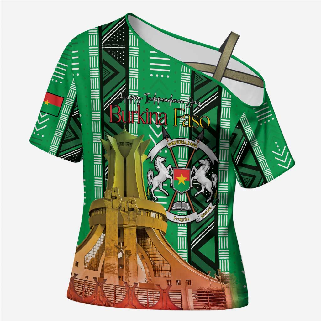 Personalized Burkina Faso Martyrs Day Cross Shoulder Shirt Monument des Heros Nationaux - Wonder Print Shop