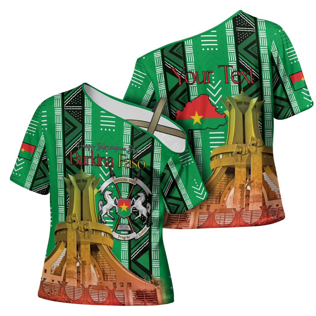 Personalized Burkina Faso Martyrs Day Cross Shoulder Shirt Monument des Heros Nationaux - Wonder Print Shop
