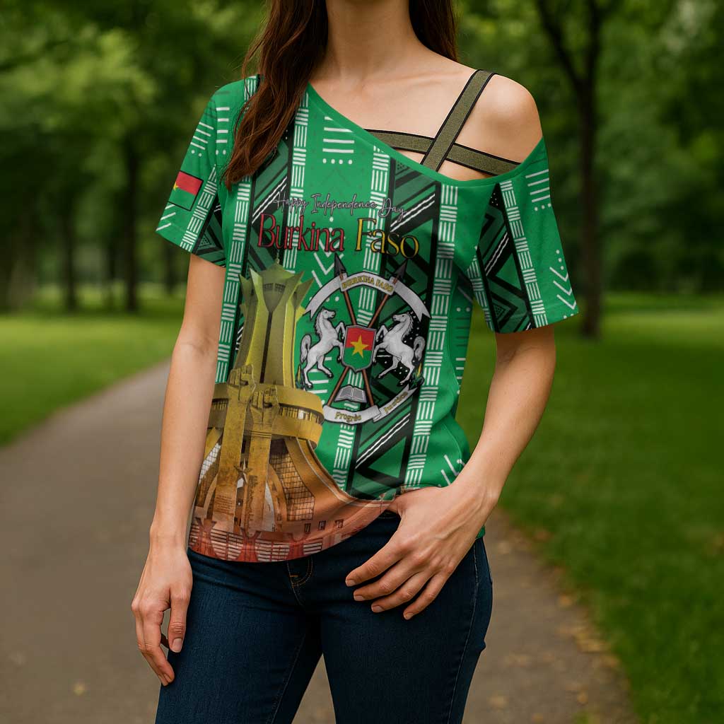 Personalized Burkina Faso Martyrs Day Cross Shoulder Shirt Monument des Heros Nationaux - Wonder Print Shop
