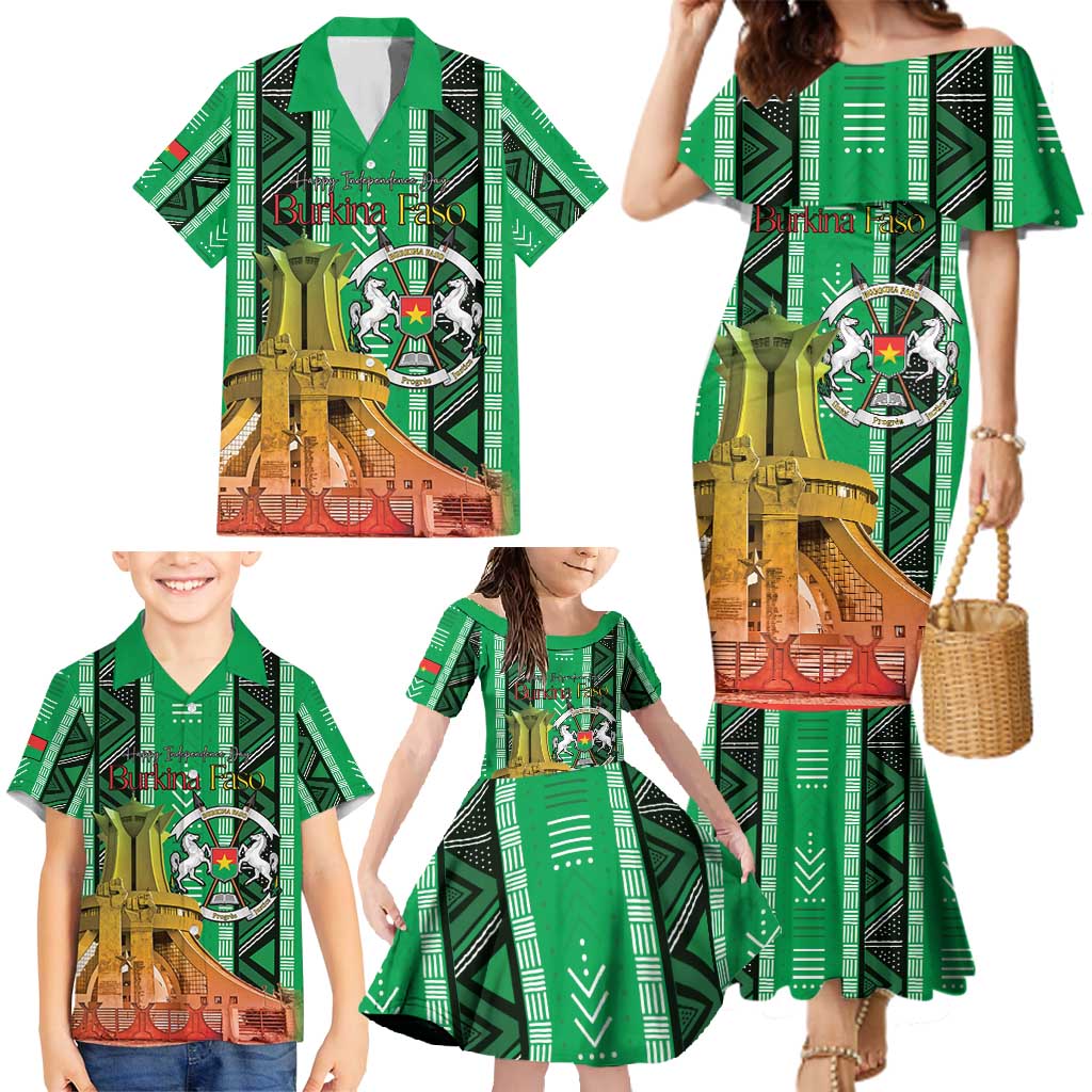 Personalized Burkina Faso Martyrs Day Family Matching Mermaid Dress and Hawaiian Shirt Monument des Heros Nationaux - Wonder Print Shop