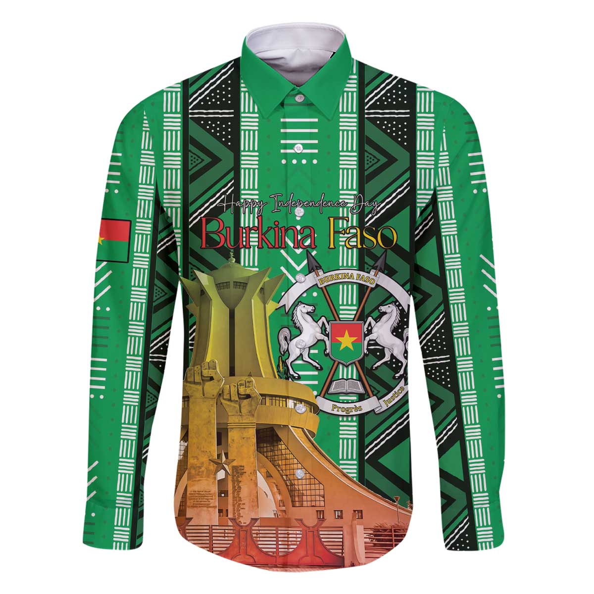 Personalized Burkina Faso Martyrs Day Family Matching Off The Shoulder Long Sleeve Dress and Hawaiian Shirt Monument des Heros Nationaux - Wonder Print Shop