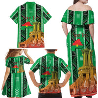 Personalized Burkina Faso Martyrs Day Family Matching Off Shoulder Maxi Dress and Hawaiian Shirt Monument des Heros Nationaux - Wonder Print Shop