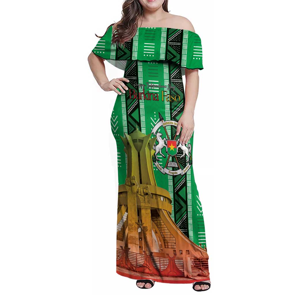 Personalized Burkina Faso Martyrs Day Family Matching Off Shoulder Maxi Dress and Hawaiian Shirt Monument des Heros Nationaux - Wonder Print Shop
