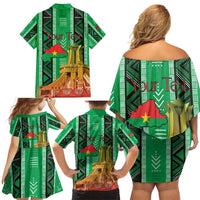 Personalized Burkina Faso Martyrs Day Family Matching Off Shoulder Short Dress and Hawaiian Shirt Monument des Heros Nationaux - Wonder Print Shop