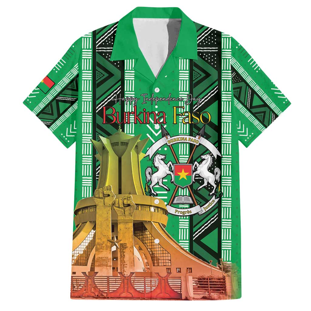 Personalized Burkina Faso Martyrs Day Family Matching Off Shoulder Short Dress and Hawaiian Shirt Monument des Heros Nationaux - Wonder Print Shop