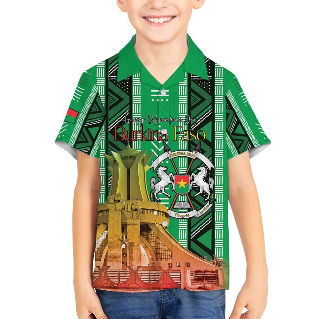 Personalized Burkina Faso Martyrs Day Family Matching Off Shoulder Short Dress and Hawaiian Shirt Monument des Heros Nationaux - Wonder Print Shop