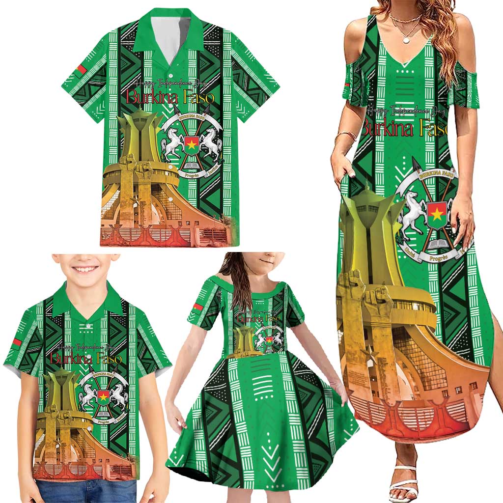 Personalized Burkina Faso Martyrs Day Family Matching Summer Maxi Dress and Hawaiian Shirt Monument des Heros Nationaux - Wonder Print Shop
