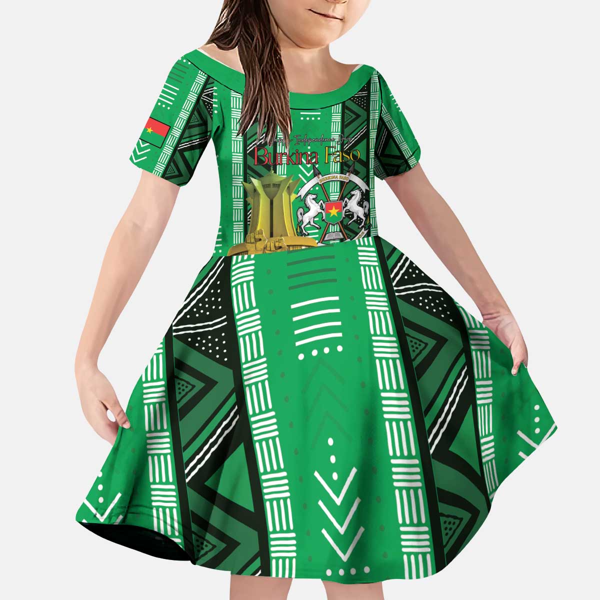 Personalized Burkina Faso Martyrs Day Kid Short Sleeve Dress Monument des Heros Nationaux - Wonder Print Shop