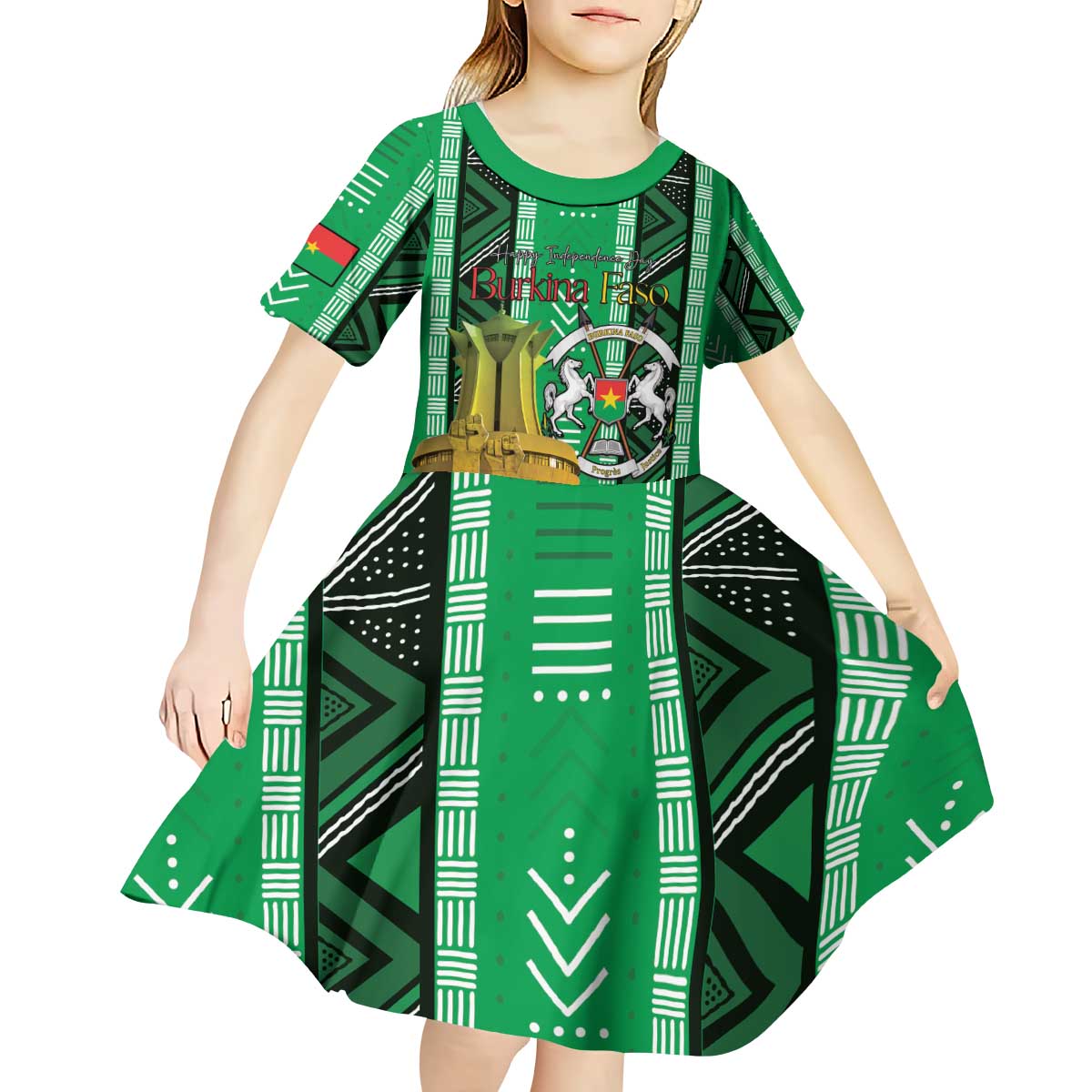 Personalized Burkina Faso Martyrs Day Kid Short Sleeve Dress Monument des Heros Nationaux - Wonder Print Shop
