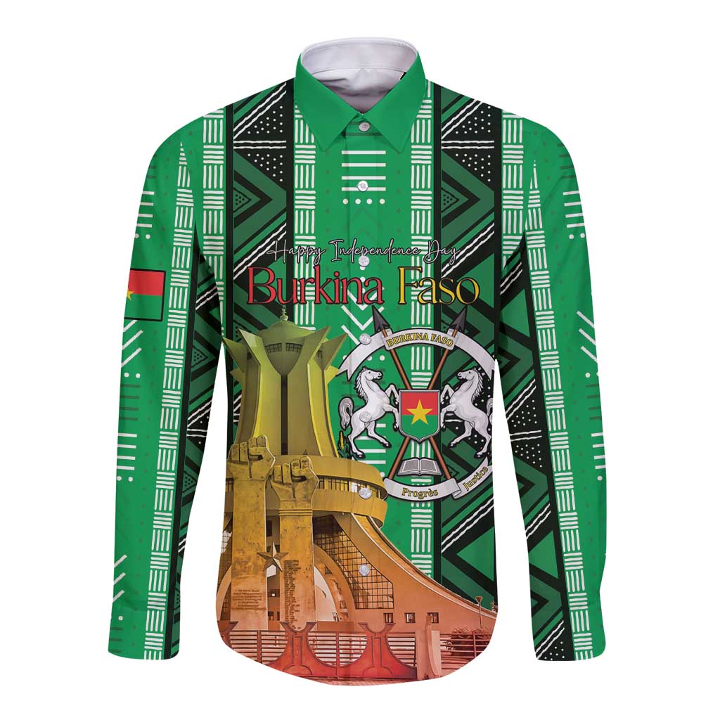 Personalized Burkina Faso Martyrs Day Long Sleeve Button Shirt Monument des Heros Nationaux - Wonder Print Shop