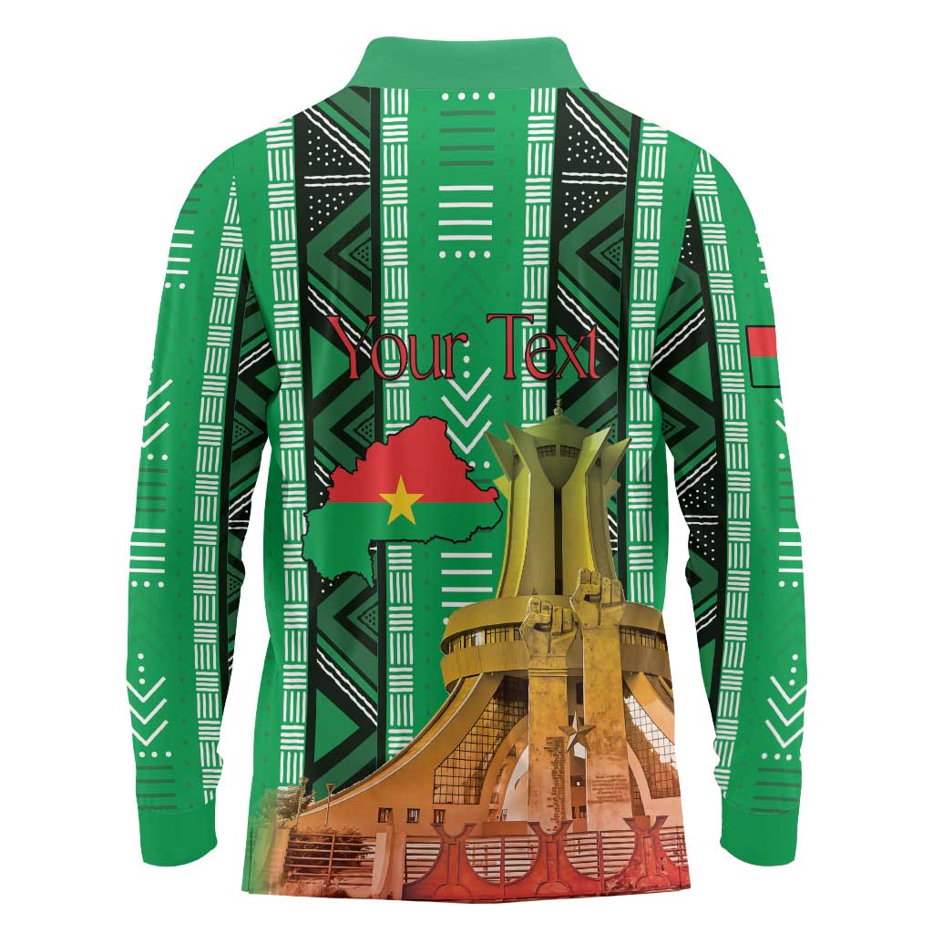 Personalized Burkina Faso Martyrs Day Long Sleeve Polo Shirt Monument des Heros Nationaux - Wonder Print Shop
