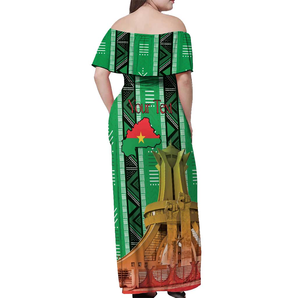 Personalized Burkina Faso Martyrs Day Off Shoulder Maxi Dress Monument des Heros Nationaux - Wonder Print Shop