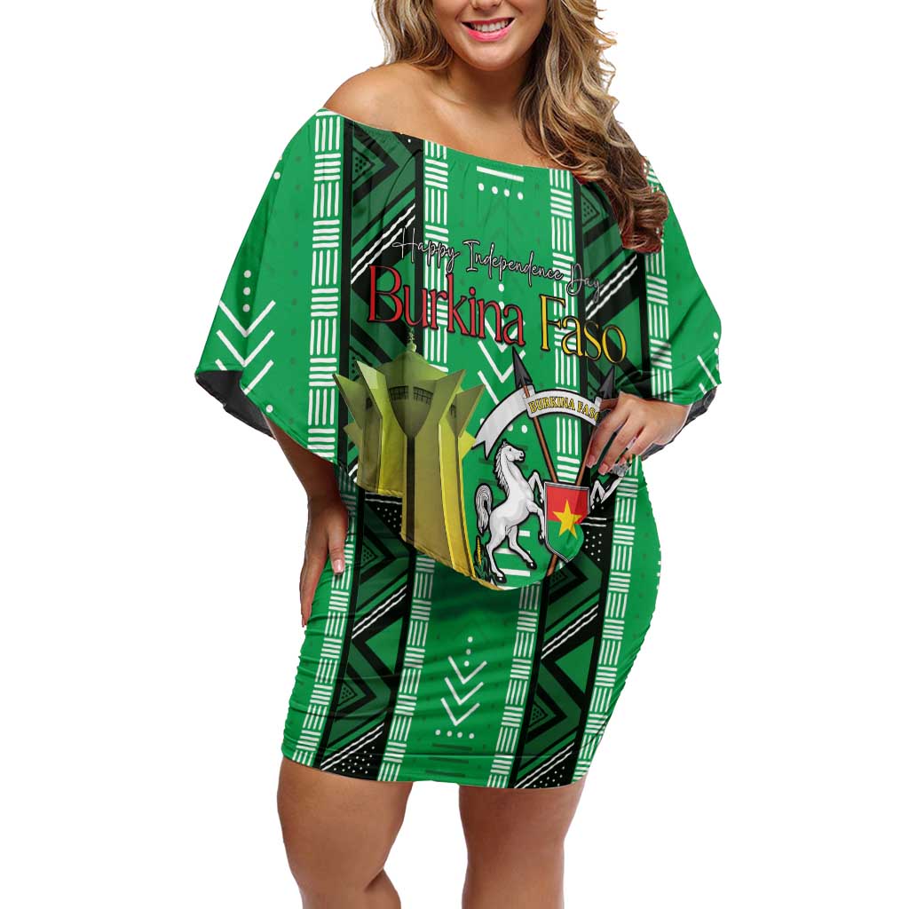Personalized Burkina Faso Martyrs Day Off Shoulder Short Dress Monument des Heros Nationaux - Wonder Print Shop