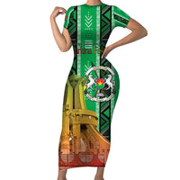Personalized Burkina Faso Martyrs Day Short Sleeve Bodycon Dress Monument des Heros Nationaux - Wonder Print Shop