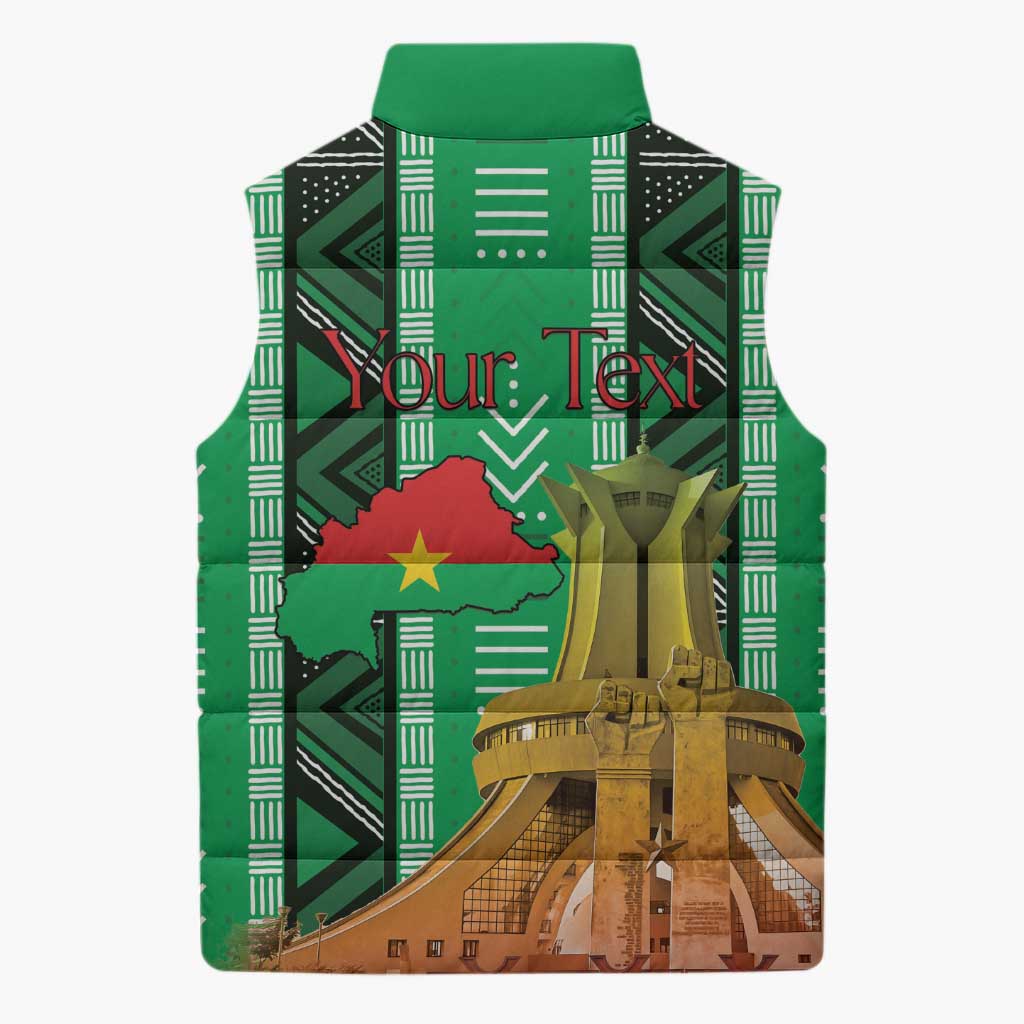 Personalized Burkina Faso Martyrs Day Sleeveless Puffer Jacket Monument des Heros Nationaux - Wonder Print Shop