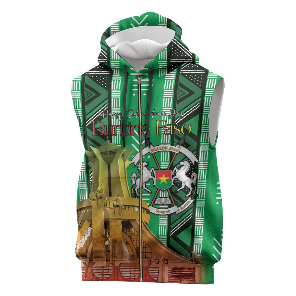 Personalized Burkina Faso Martyrs Day Sleeveless Zip Hoodie Monument des Heros Nationaux - Wonder Print Shop