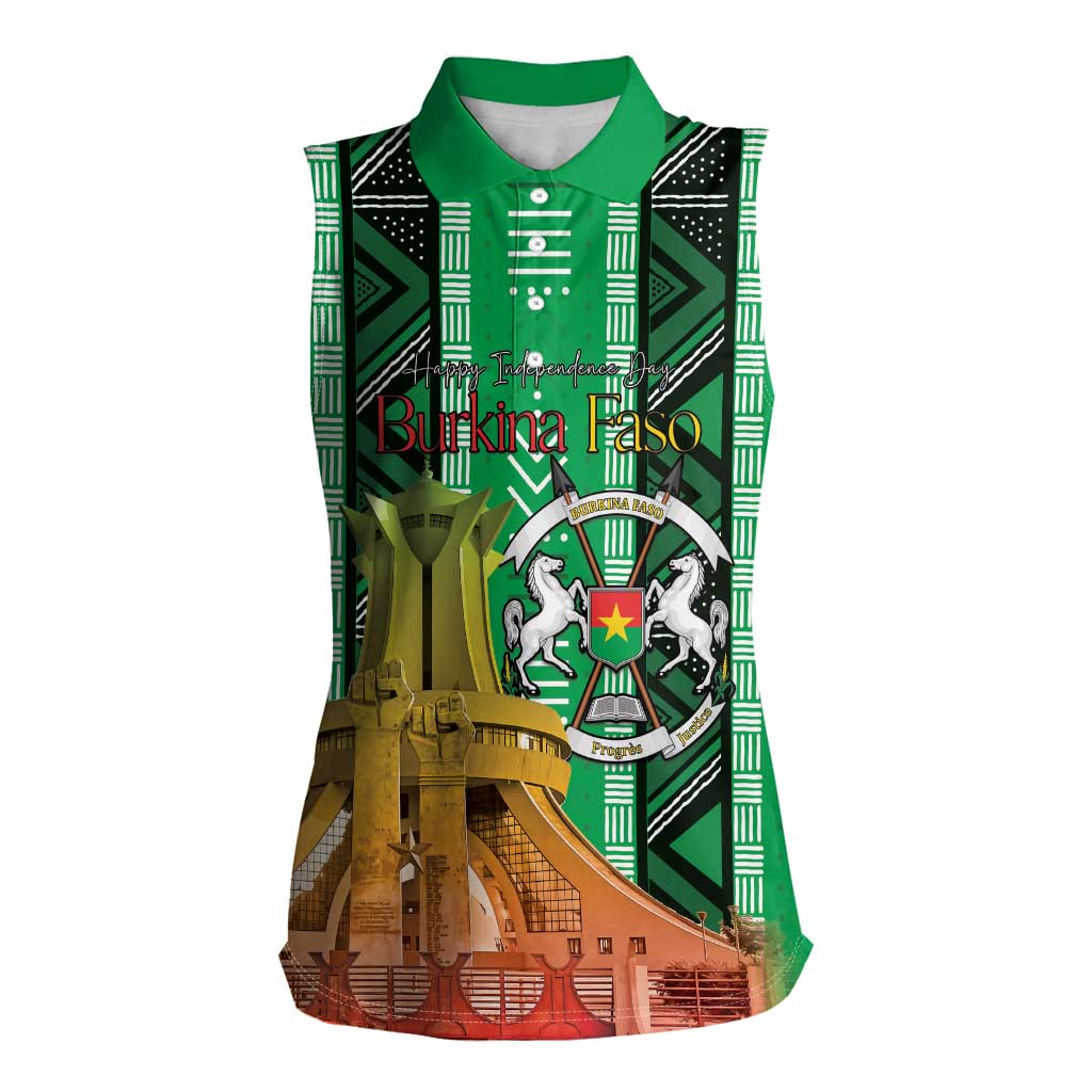 Personalized Burkina Faso Martyrs Day Women Sleeveless Polo Shirt Monument des Heros Nationaux - Wonder Print Shop