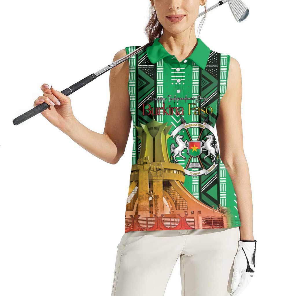 Personalized Burkina Faso Martyrs Day Women Sleeveless Polo Shirt Monument des Heros Nationaux - Wonder Print Shop