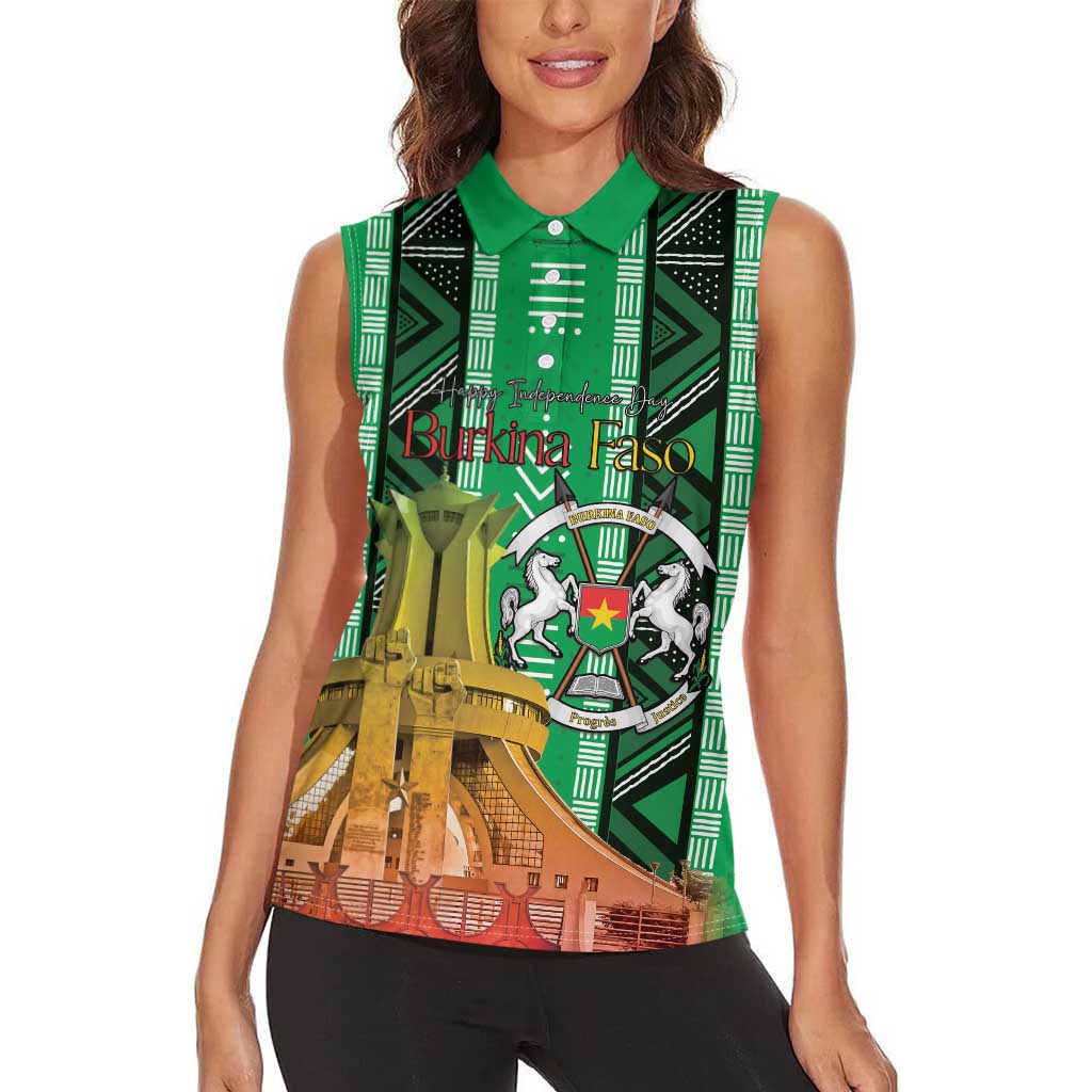 Personalized Burkina Faso Martyrs Day Women Sleeveless Polo Shirt Monument des Heros Nationaux - Wonder Print Shop