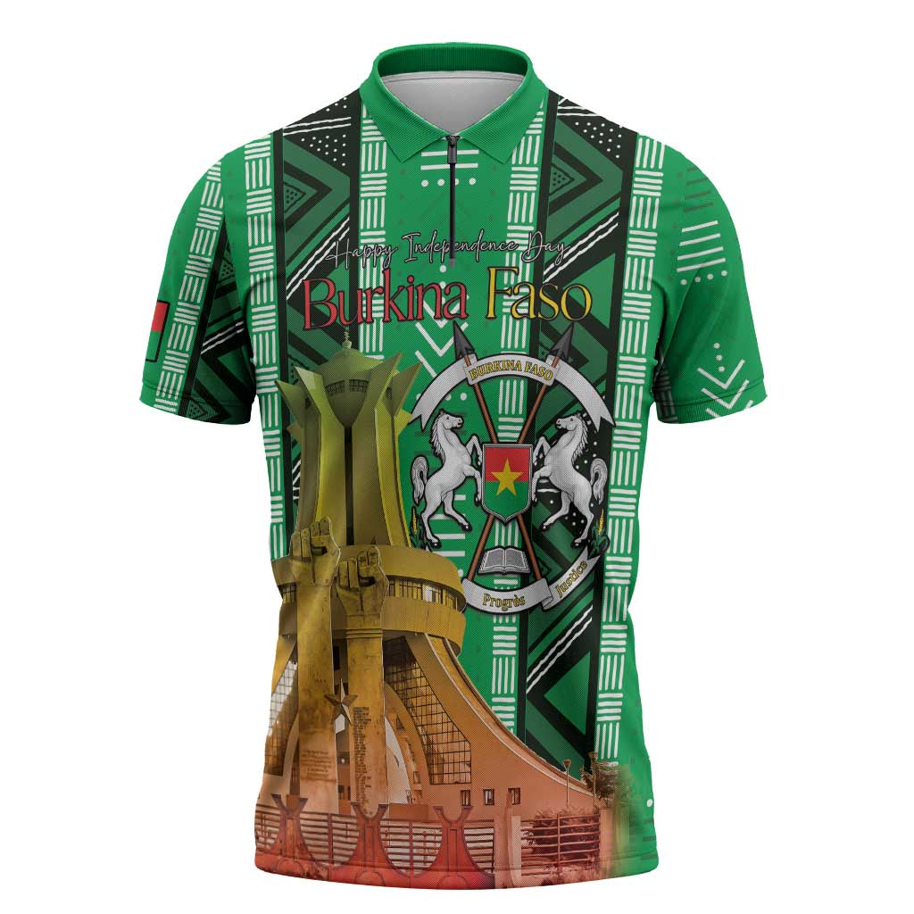 Personalized Burkina Faso Martyrs Day Zipper Polo Shirt Monument des Heros Nationaux - Wonder Print Shop