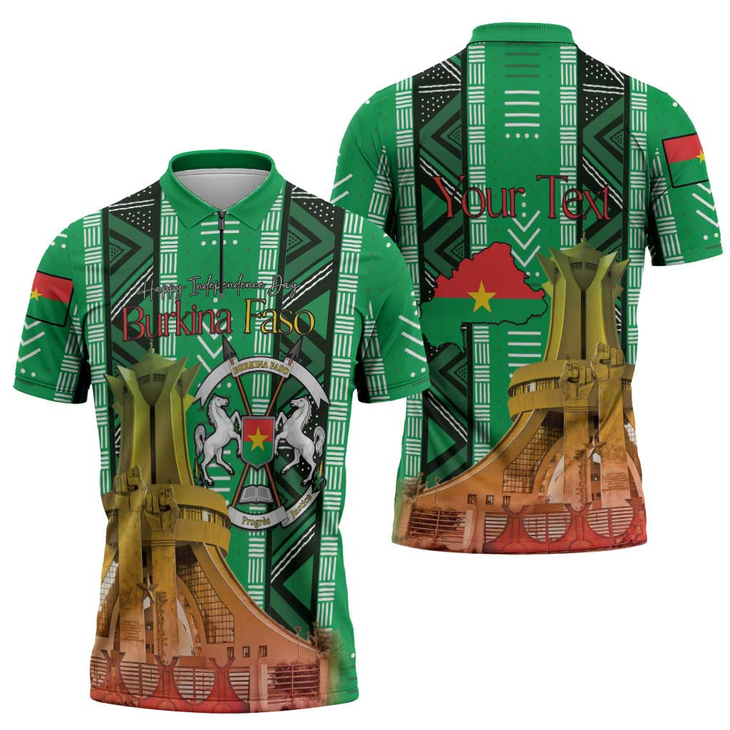 Personalized Burkina Faso Martyrs Day Zipper Polo Shirt Monument des Heros Nationaux - Wonder Print Shop