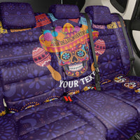 Personalised Mexico Day Of The Dead Back Car Seat Cover Sugar Skull With Maracas Mexican Folk Pattern - Wonder Print Shop