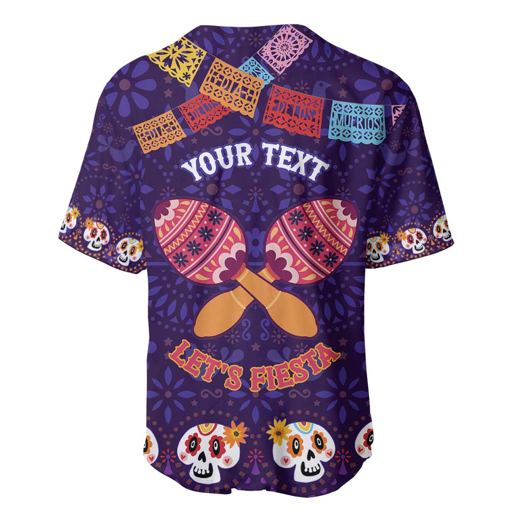 Personalised Mexico Day Of The Dead Baseball Jersey Sugar Skull With Maracas Mexican Folk Pattern - Wonder Print Shop