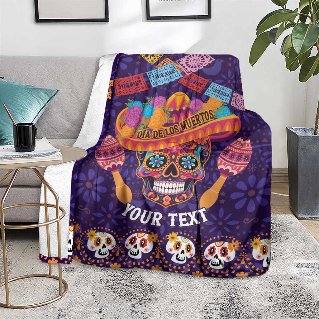 Personalised Mexico Day Of The Dead Blanket Sugar Skull With Maracas Mexican Folk Pattern