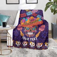 Personalised Mexico Day Of The Dead Blanket Sugar Skull With Maracas Mexican Folk Pattern