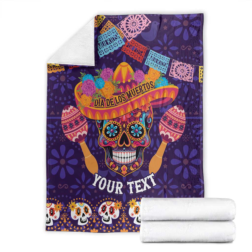 Personalised Mexico Day Of The Dead Blanket Sugar Skull With Maracas Mexican Folk Pattern