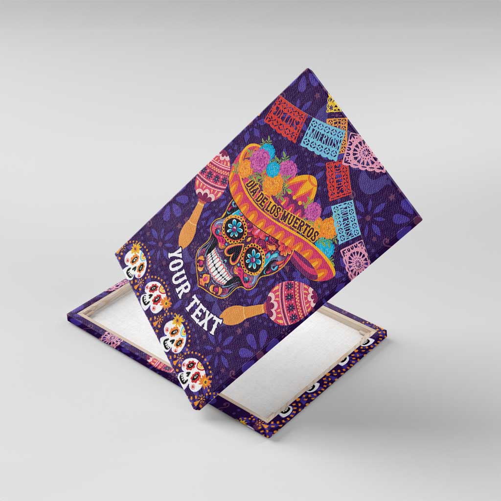 Personalised Mexico Day Of The Dead Canvas Wall Art Sugar Skull With Maracas Mexican Folk Pattern - Wonder Print Shop