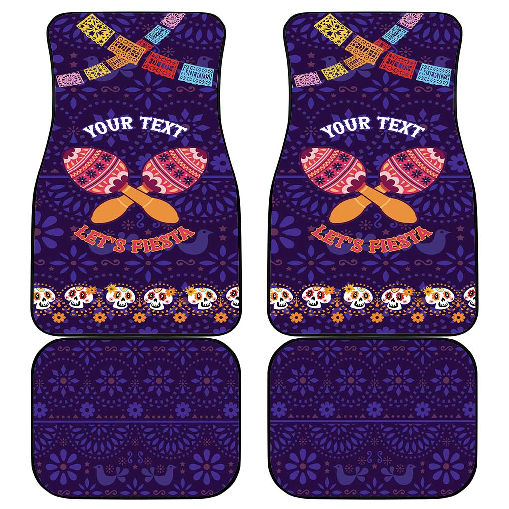 Personalised Mexico Day Of The Dead Car Mats Sugar Skull With Maracas Mexican Folk Pattern - Wonder Print Shop
