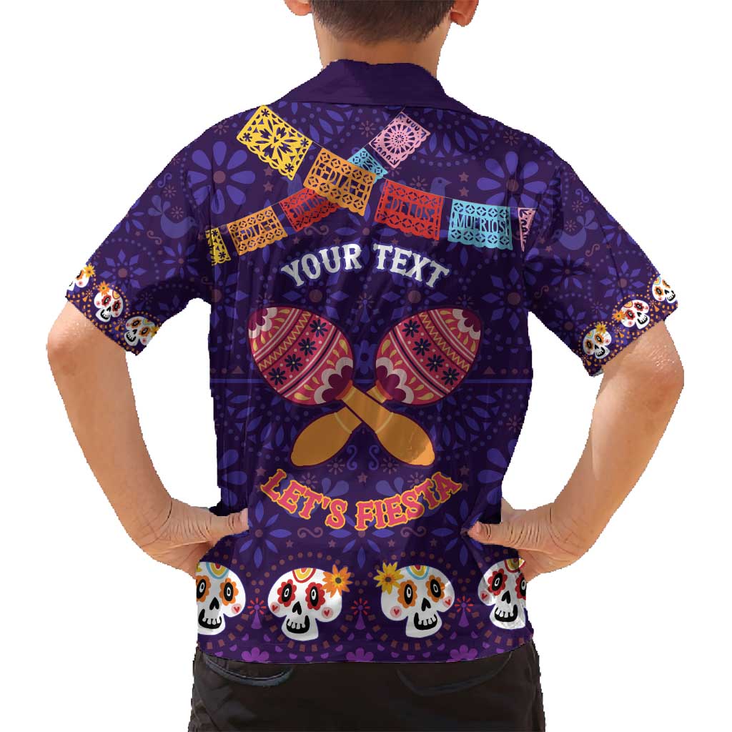 Personalised Mexico Day Of The Dead Family Matching Long Sleeve Bodycon Dress and Hawaiian Shirt Sugar Skull With Maracas Mexican Folk Pattern - Wonder Print Shop