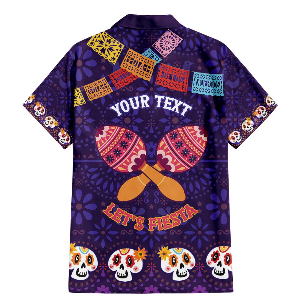 Personalised Mexico Day Of The Dead Family Matching Mermaid Dress and Hawaiian Shirt Sugar Skull With Maracas Mexican Folk Pattern - Wonder Print Shop