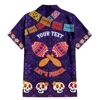 Personalised Mexico Day Of The Dead Family Matching Mermaid Dress and Hawaiian Shirt Sugar Skull With Maracas Mexican Folk Pattern - Wonder Print Shop