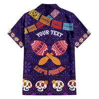 Personalised Mexico Day Of The Dead Family Matching Short Sleeve Bodycon Dress and Hawaiian Shirt Sugar Skull With Maracas Mexican Folk Pattern - Wonder Print Shop
